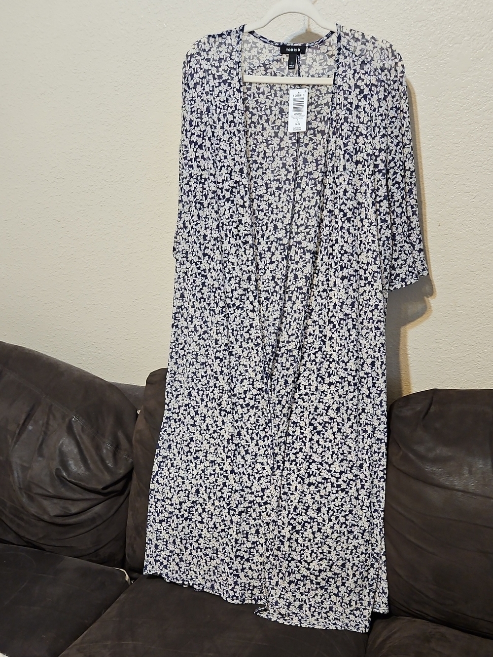 torrid Navy and White Floral Long Duster